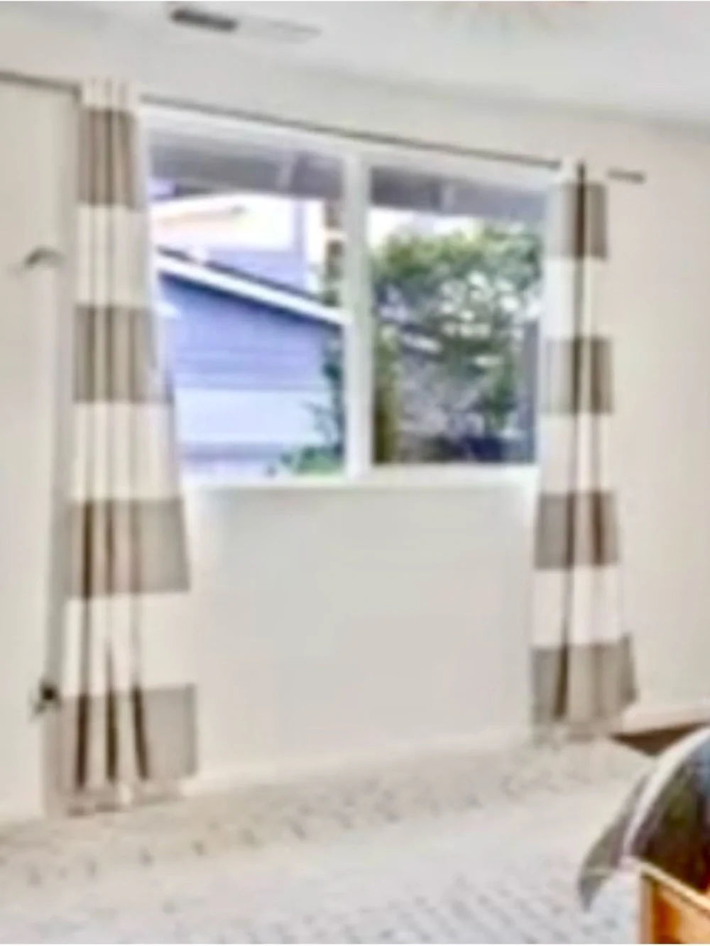 Pottery Barn Kids Wide Striped Curtain Panels in Beige and White